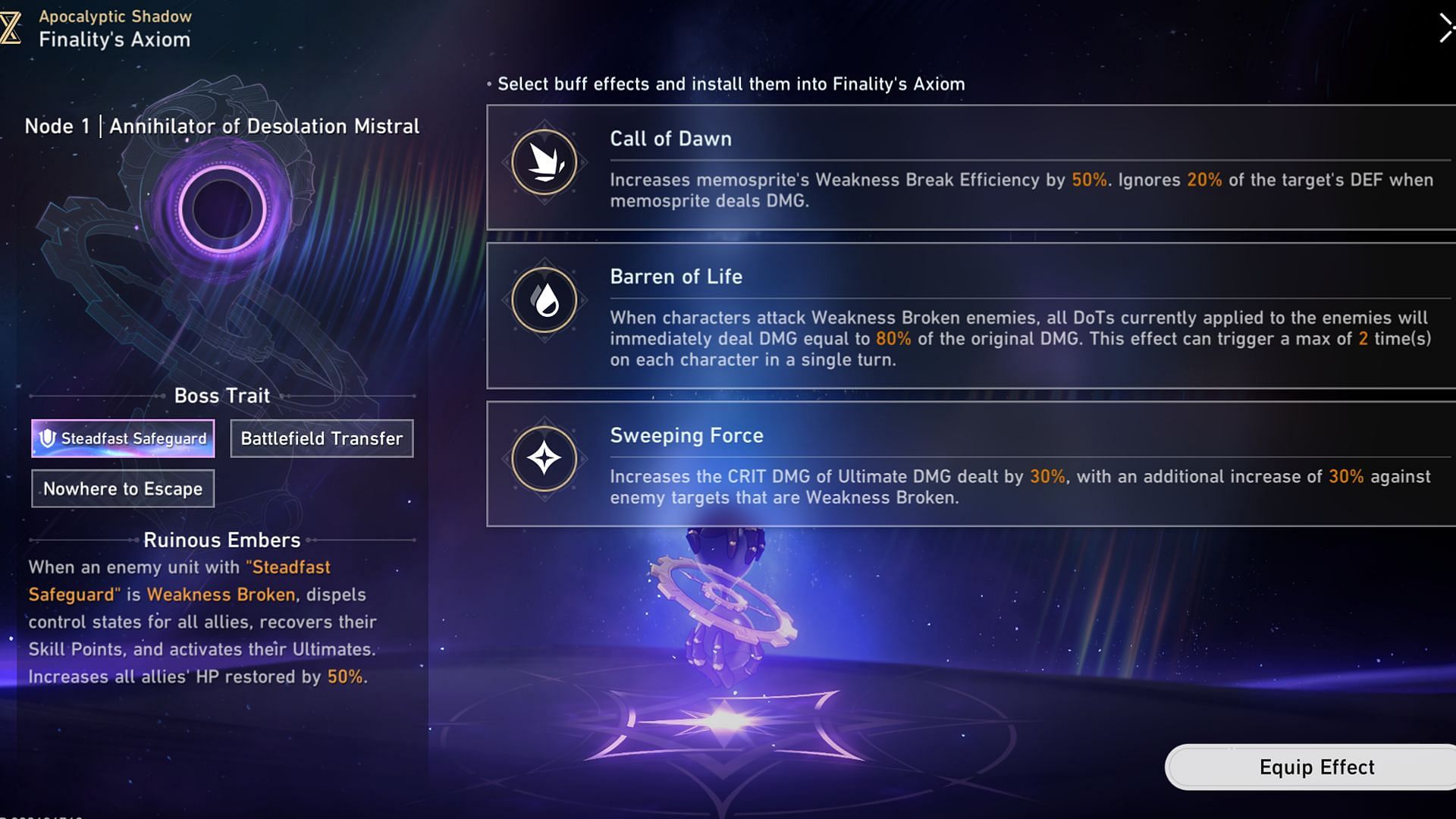 You can pick between different buffs while challenging Apocalyptic Shadow (Image via Sportskeeda Gaming/HoYoverse)